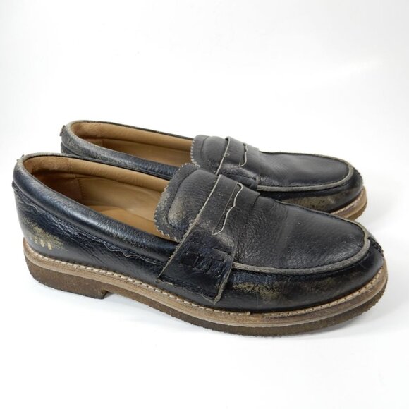 GOLDEN GOOSE Jerry Penny LOAFERS Moccasin Size 37 7 Black Grained Leather EUC - Picture 10 of 16